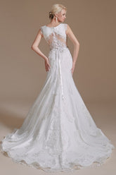 Cap Sleeves Mermaid Lace Wedding Dress Long Online